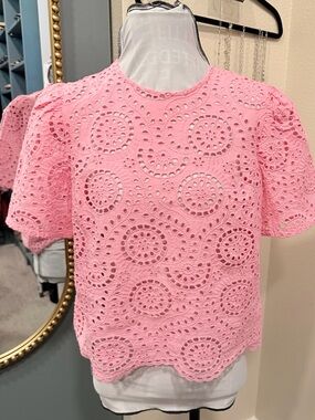 Express Pink Eyelet Top Medium NWT